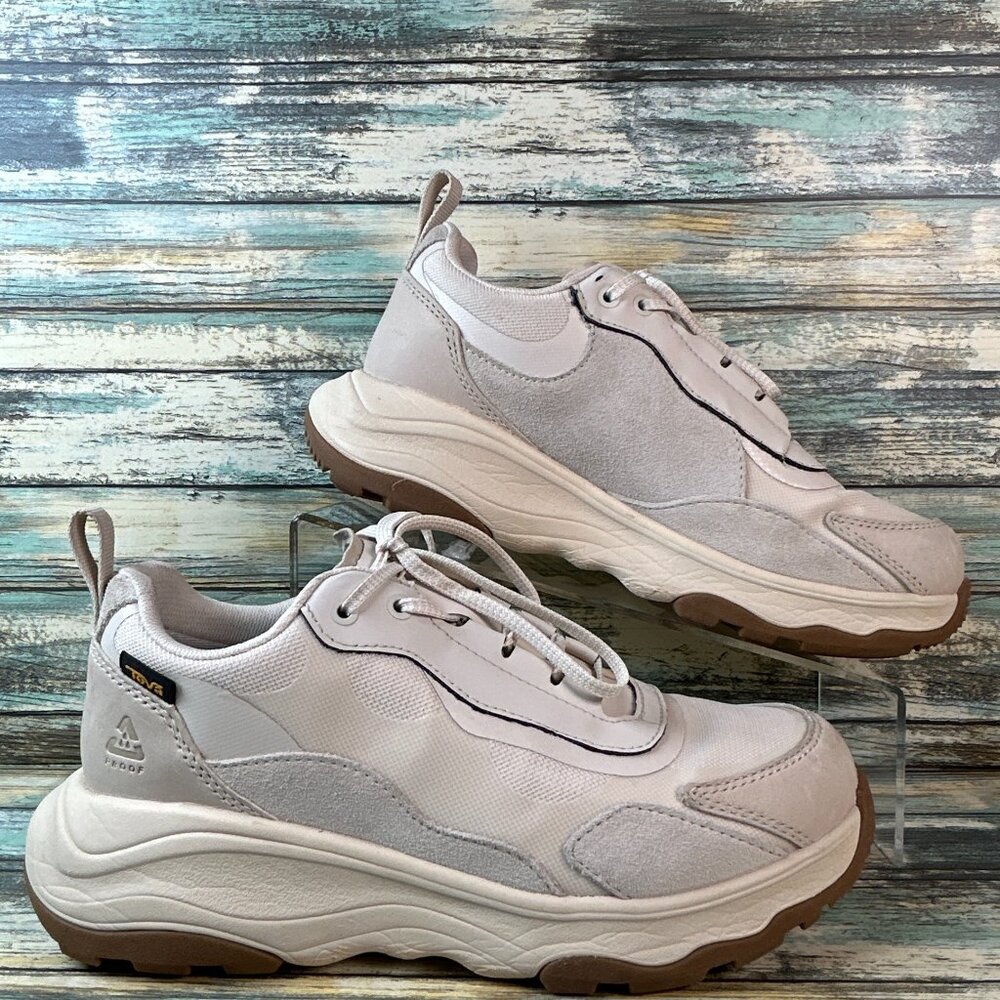 TEVA Geotrecca Hiking Sneakers Size 7 Waterproof Trail Shoe Beige/Cream Leather